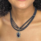 Circle of Fire - Silver Blue Sapphire Necklace - Q Evon Fine Jewelry