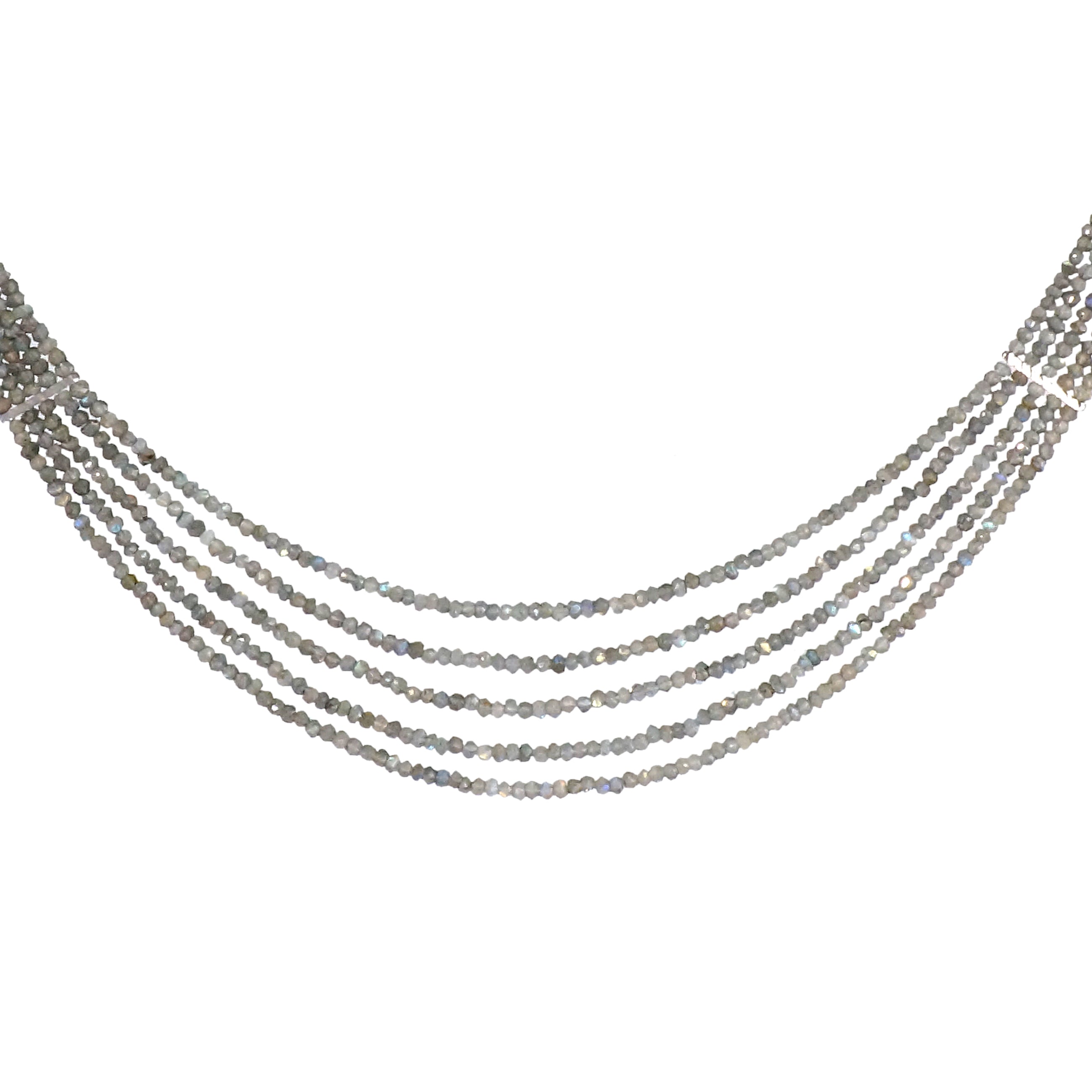 Multi Strand Labradorite Necklace with Sterling Silver