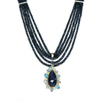 Circle of Fire - Silver Blue Sapphire Necklace - Q Evon Fine Jewelry
