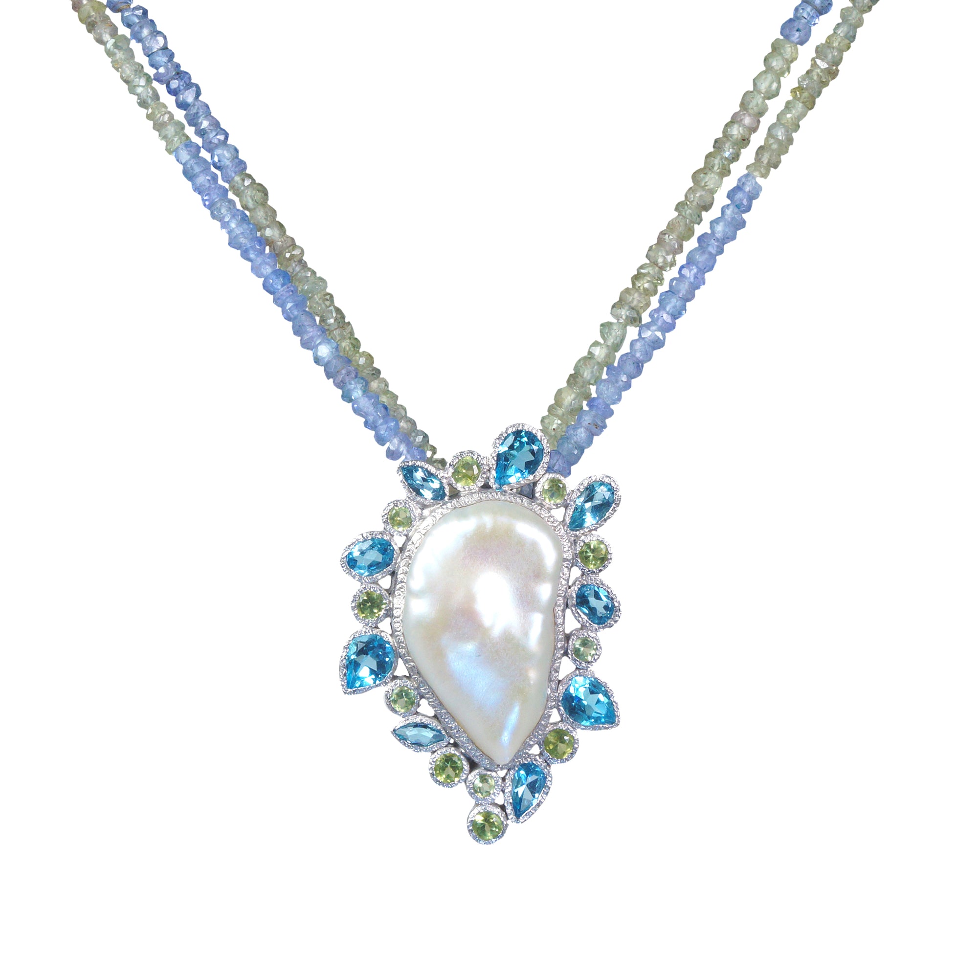 Dream of Moorea - Silver and Baroque Pearl Pendant, Double Strand