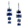 Rose Cut Blue Sapphire Slice Drop Earrings with Champagne Diamond - Q Evon Fine Jewelry