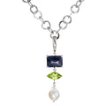 Blue Rose Cut Sapphire Slice & Peridot Pendant - Q Evon Fine Jewelry