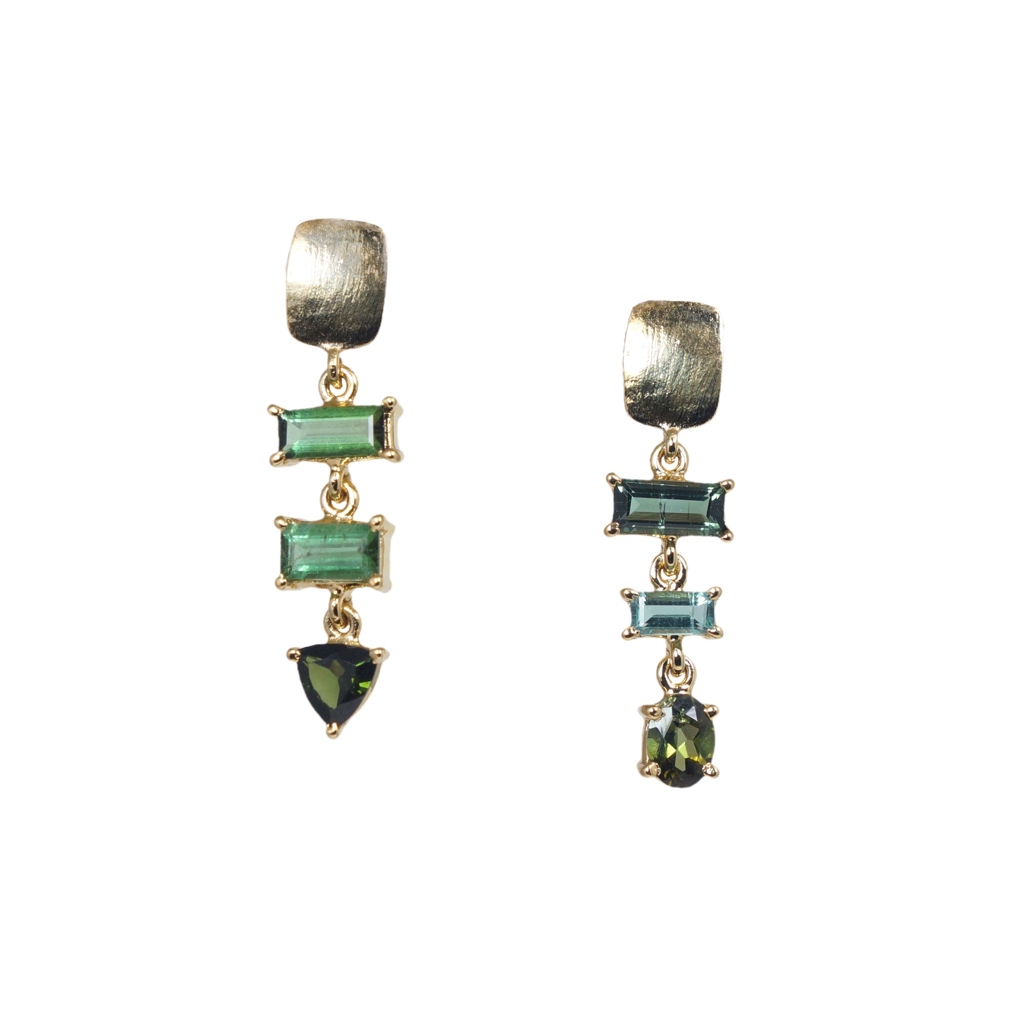 18k Vermeil Asymmetrical Green Tourmalines