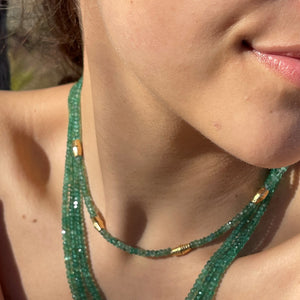 Emerald and Handmade Bead Necklace