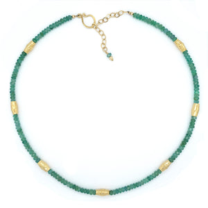 Emerald and Handmade Bead Necklace