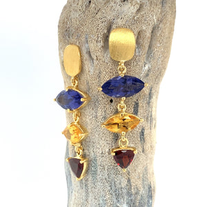 Iolite Jewel Drop East West Marquise 18k Vermeil  Earrings