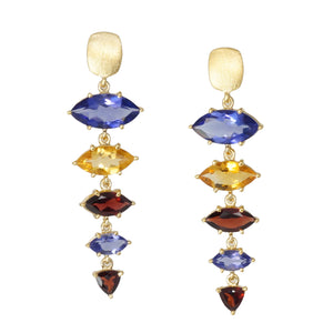 Iolite East West Marquise Gold Earrings