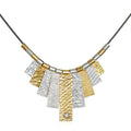 9 Tab Mixed Metal Necklace with White Sapphire - Q Evon Fine Jewelry