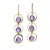 Triple Gems in Gold Forged Circles - Amethyst