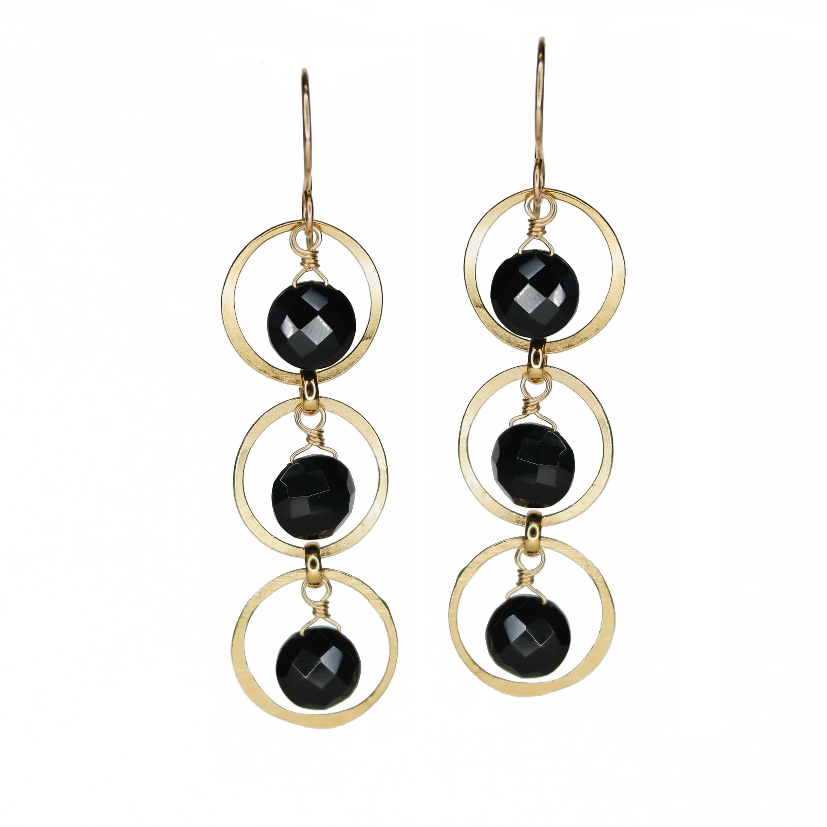 Triple Gems in Forged Circles - Black Onyx
