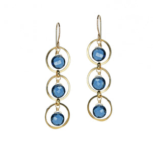 Triple Gems in Gold Forged Circles - Kyanite