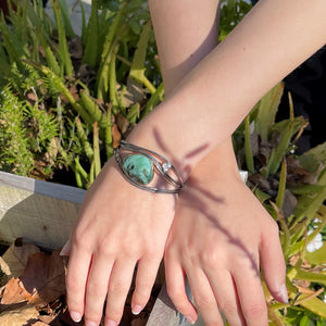 Tourmalinated Emerald & Sapphire Wide Silver Cuff Bracelet