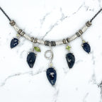 5 Stick Rose Cut Sapphire Necklace With Peridot