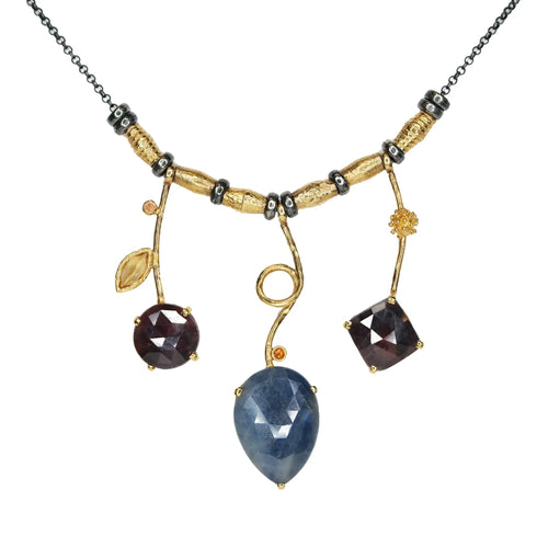 3 Stick Rose Cut Sapphire Necklace in Gold - Q Evon Fine Jewelry