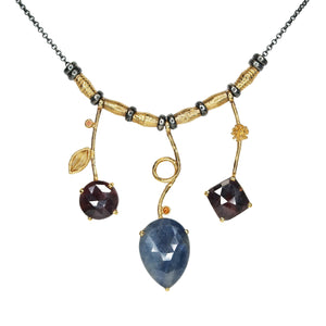 3 Stick Rose Cut Sapphire Necklace in Gold