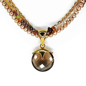 3 Strand Necklace with Smoky Quartz