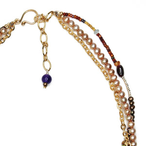 3 Strand Necklace with Smoky Quartz