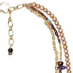 3 Strand Necklace with Bronze Pearl