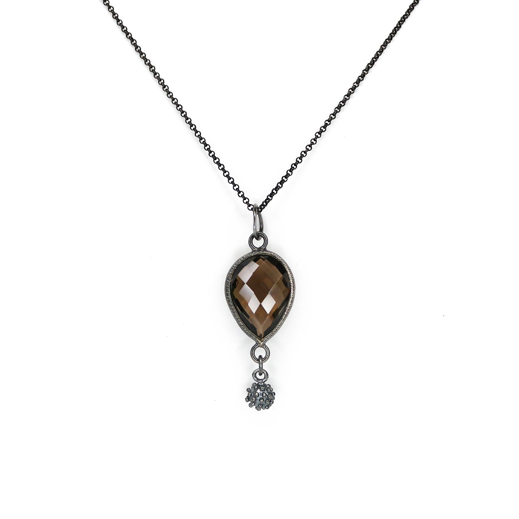 Checkerboard Smoky Quartz Teardrop