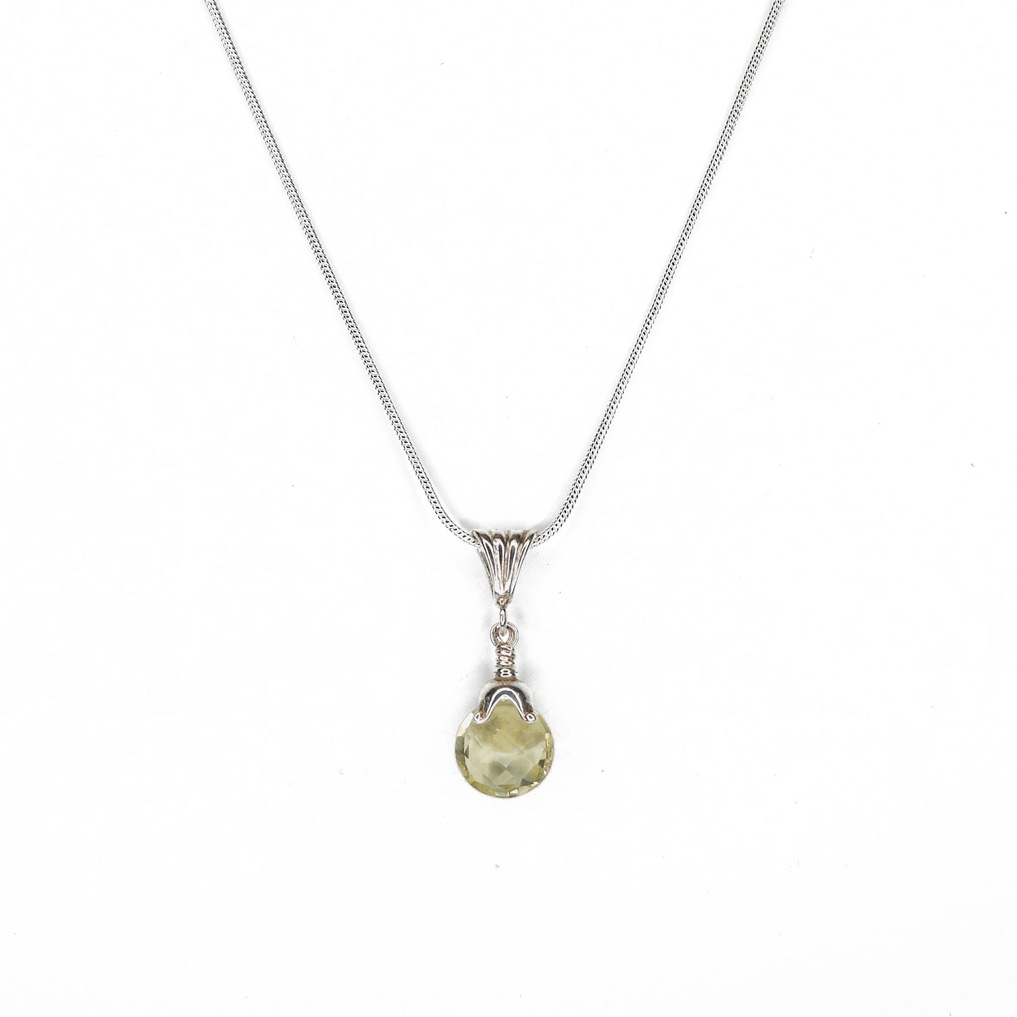 Checkerboard Cut Lemon Quartz Pendant