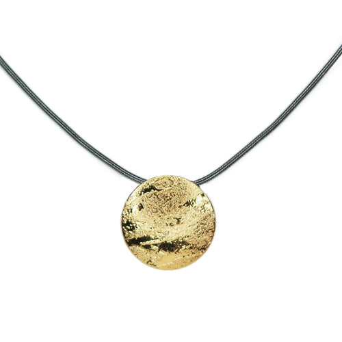 Acid Etched Gold Disc, Large - Q Evon Fine Jewelry