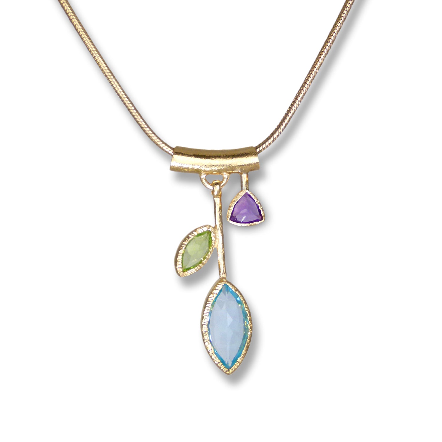 3 Stone Petal Pendant