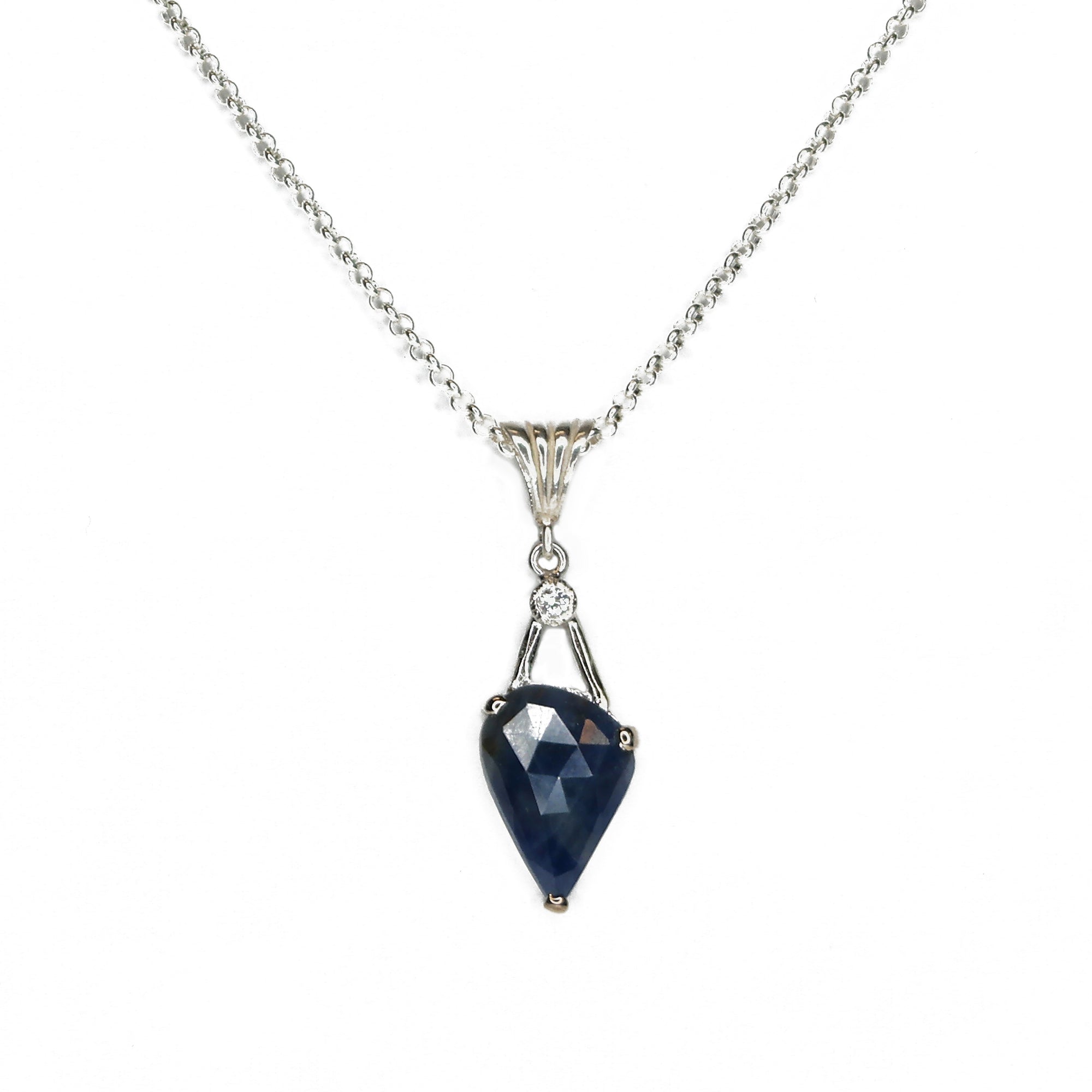 Blue Sapphire Trillion in Silver