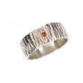 Etched Silver Band, Orange Sapphire - Q Evon Fine Jewelry