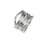 5 Line Silver Ring, Black Diamonds