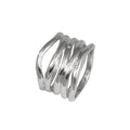 5 Line Silver Ring, White Diamonds