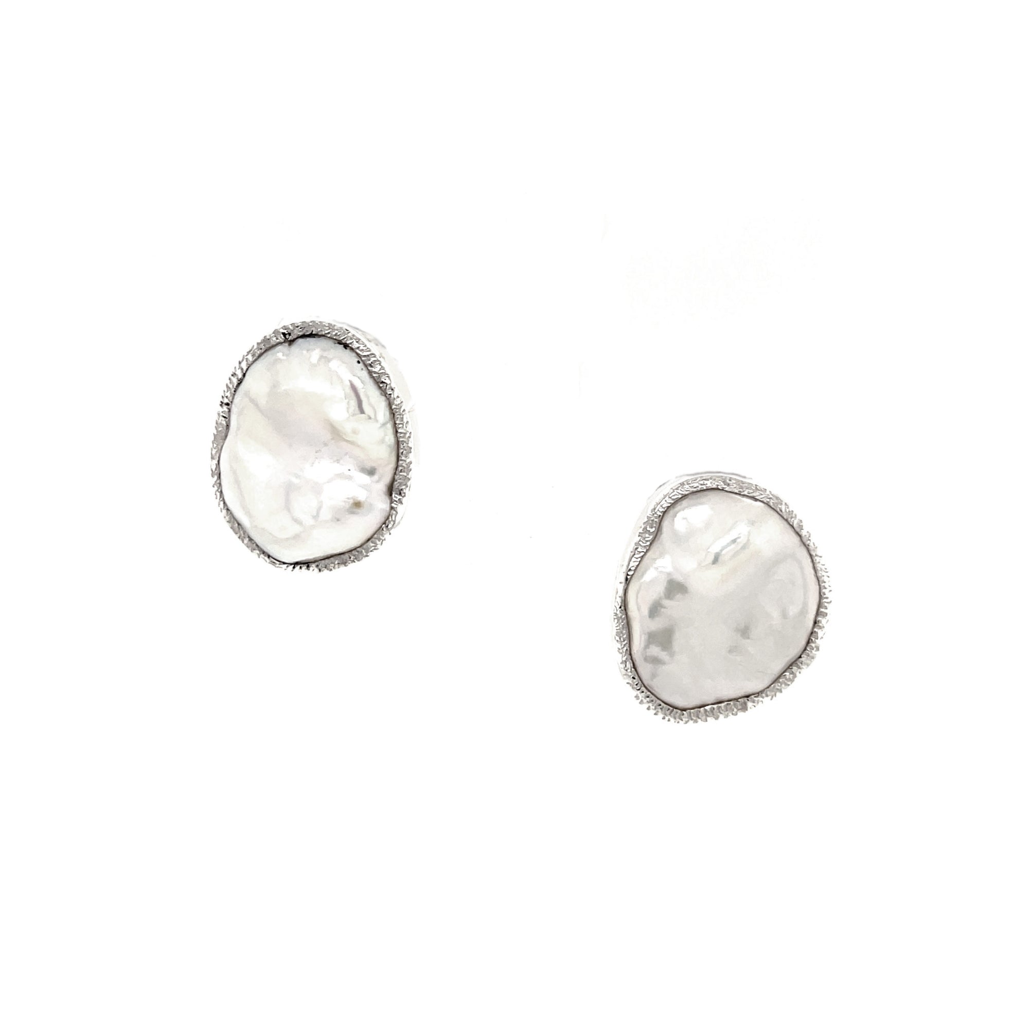 Silver Baroque Pearl Post Earrings