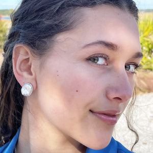 Silver Baroque Pearl Post Earrings