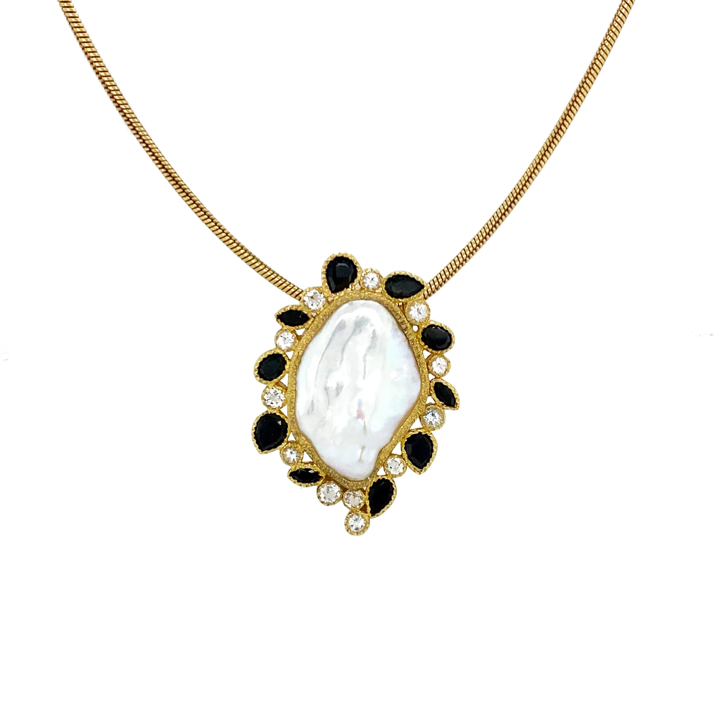14k Spinel and Baroque Pearl Pendant - Q Evon Fine Jewelry