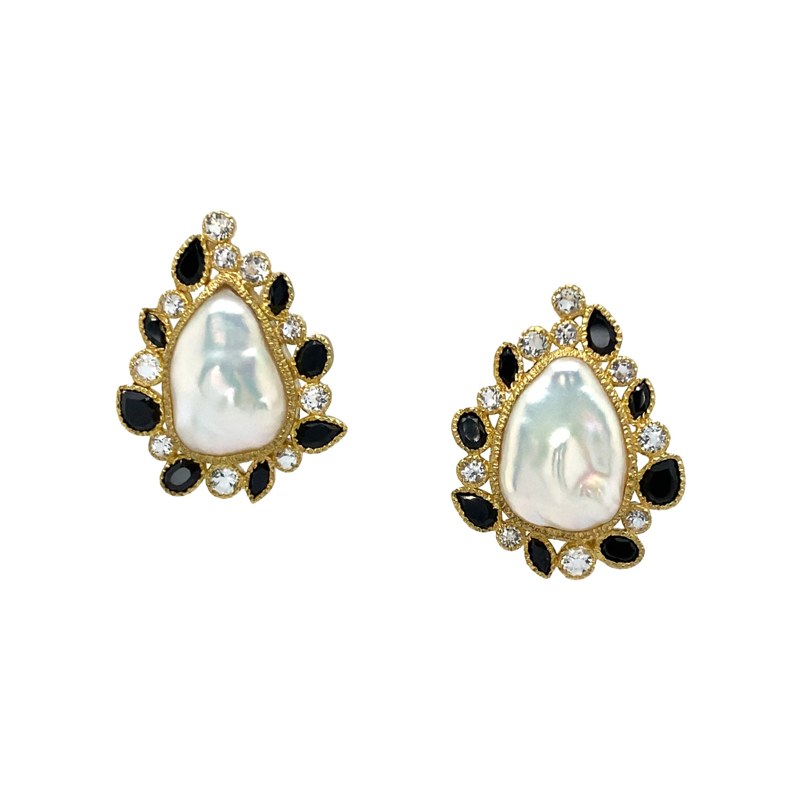 14K Spinel and Baroque Pearl Earrings - Q Evon Fine Jewelry