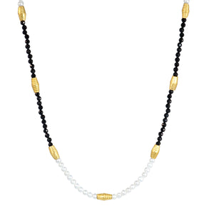 Spinel and Pearl Necklace with Gold Beads