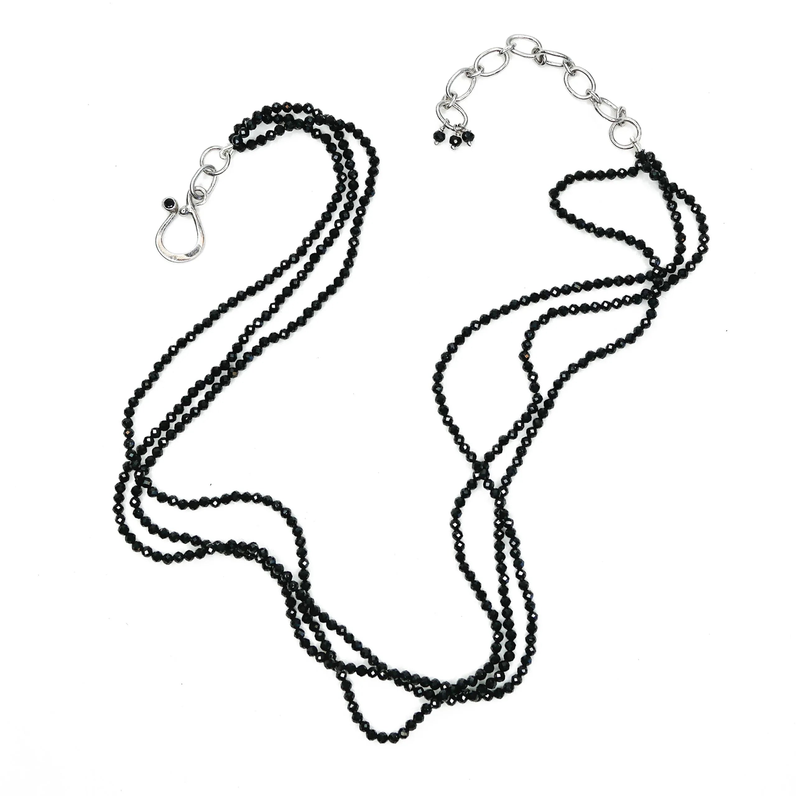 Triple Strand of Shimmering Black Spinel - Q Evon Fine Jewelry