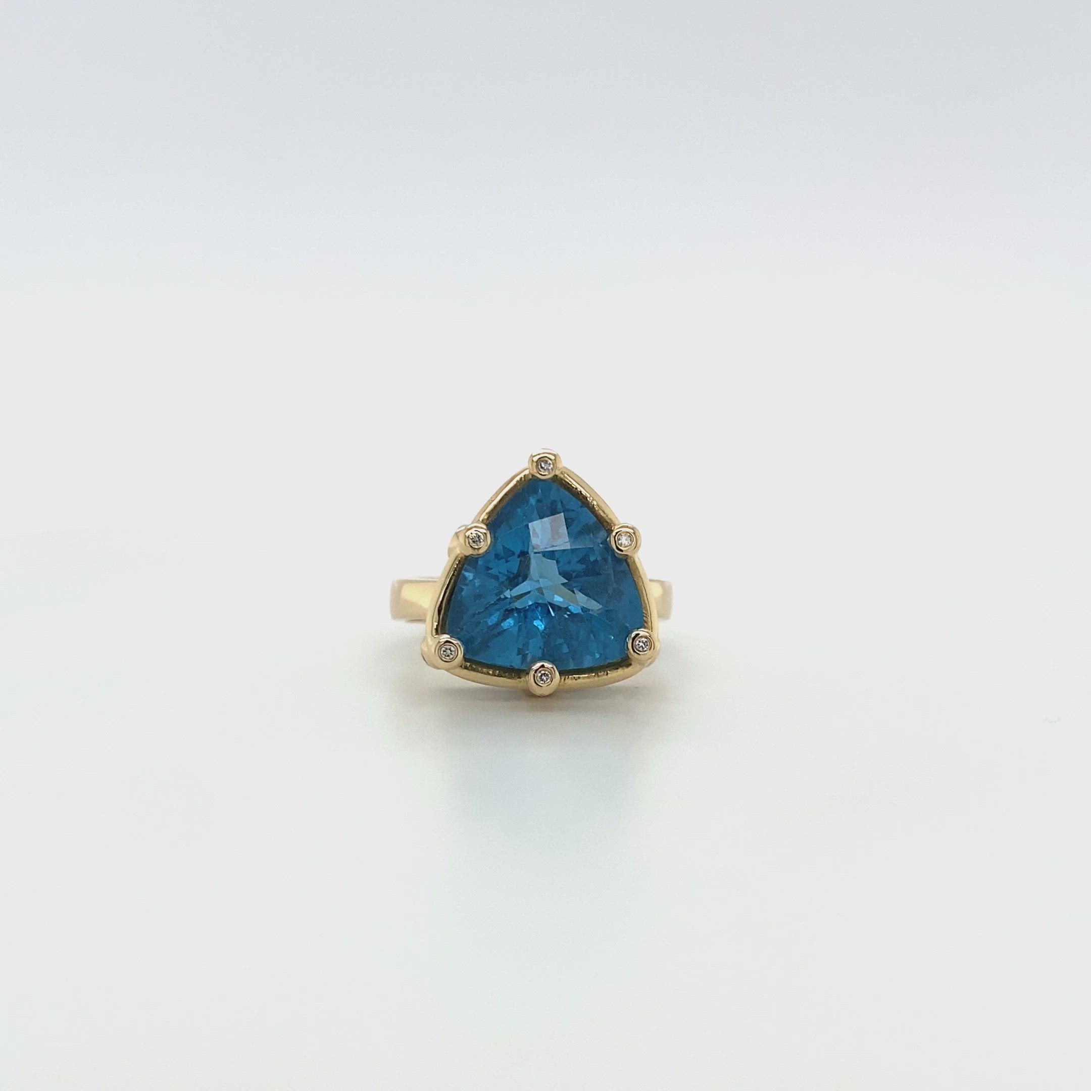 14K Blue Topaz and Diamond Ring